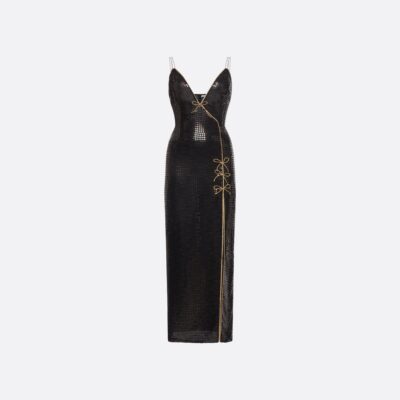 Alessandra Rich Sequin-embroidered Silk Slip Dress - Image 1