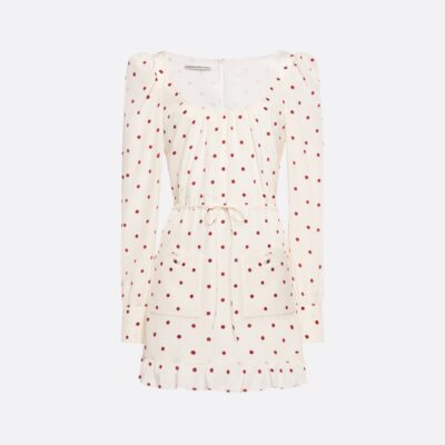 Alessandra Rich Polka-dot Silk Mini Dress With Scooped Neckline - Image 1