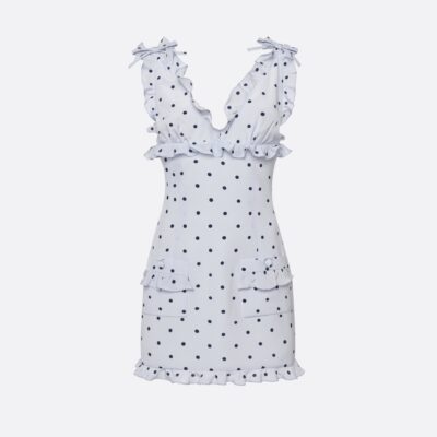 Alessandra Rich Polka-dot Silk Mini Dress With Pockets - Image 1