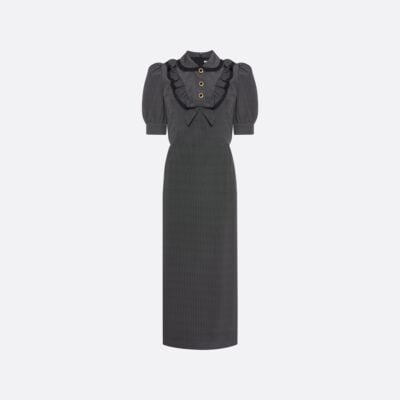 Alessandra Rich Polka-dot Silk Midi Dress - Image 1