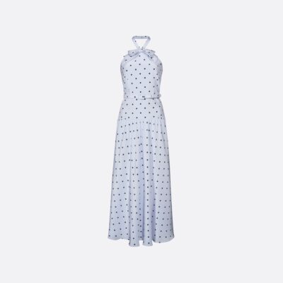 Alessandra Rich Polka-dot Silk Halterneck Midi Dress - Image 1