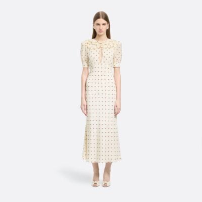Alessandra Rich Polka-dot Silk Dress With Double Collar - Image 2