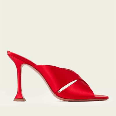 Amina Muaddi Salma Slipper 95 in Red Satin - Image 1