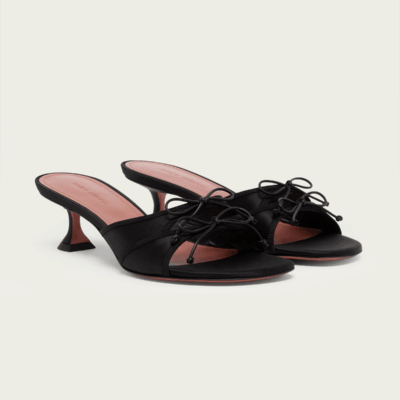Amina Muaddi Eleonora Slipper 45 in Black Satin - Image 2