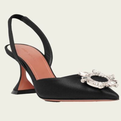 Amina Muaddi Begum Sling 70 in Satin Black - Image 2