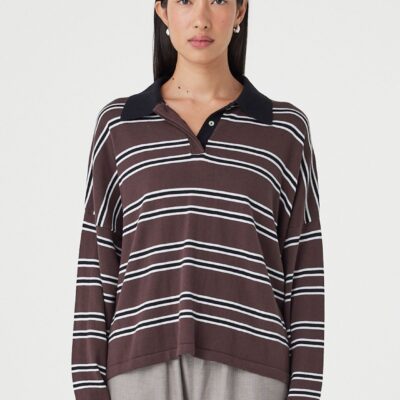 Arcaa Rayne Knit Jersey - Espresso, Black & Cream Stripe - Image 1