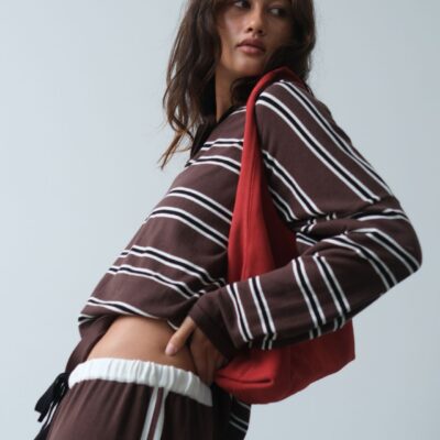 Arcaa Rayne Knit Jersey - Espresso, Black & Cream Stripe - Image 2