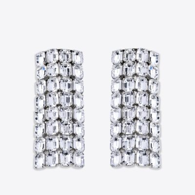 AREA Long Crystal Pave Earrings - Image 1