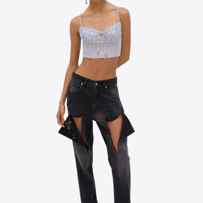 AREA Hotfix Thigh Slash Jean - Image 2