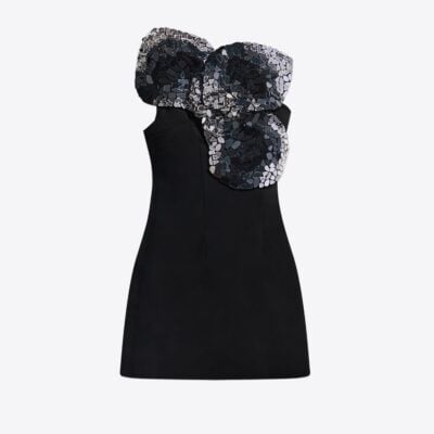 AREA Embroidered Ombre Crystal Mini Dress - Image 1