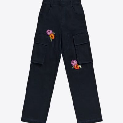 AREA Embroidered Flower Cargo Pant - Image 1