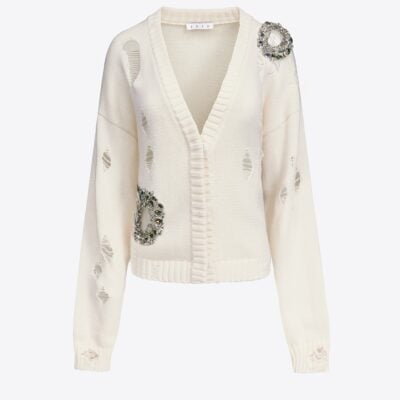 AREA Distressed Crystal Cardigan - Image 1