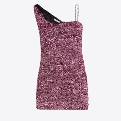 AREA Crystal Strap Sequin Mini Dress - Image 1