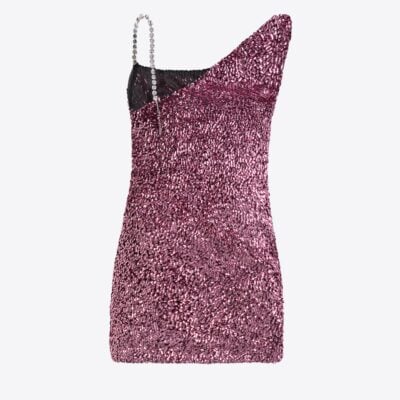 AREA Crystal Strap Sequin Mini Dress - Image 2