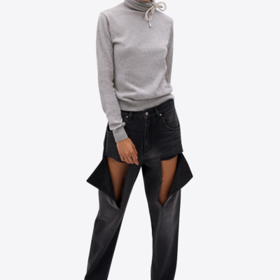 AREA Crystal Knot Turtleneck Sweater - Image 2