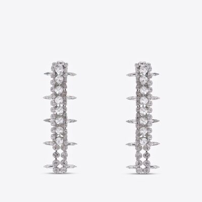 AREA Crystal Fringe Drop Earrings - Image 1