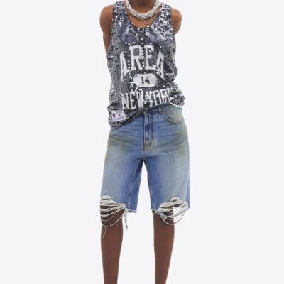 AREA Crystal Fray Jean Short - Image 2