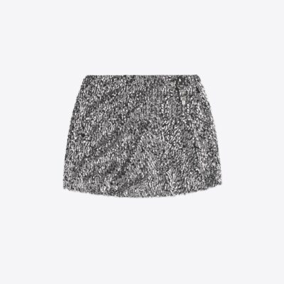 AREA Crystal Cluster Sequin Mini Skirt - Image 1