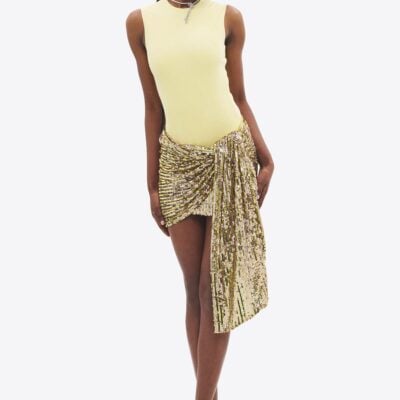AREA Wrapped Sequin Mini Skirt - Image 2