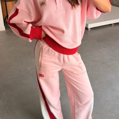 Araminta James Waffle Splice Sweatshirt Ballet Pink - Image 2