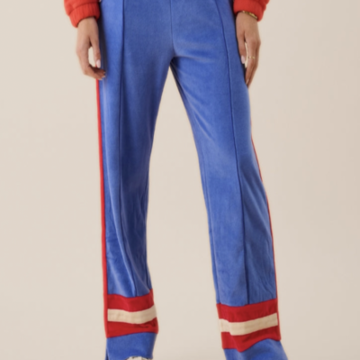 Araminta James Velour Stripe Trackpant Cerulean Blue - Image 2