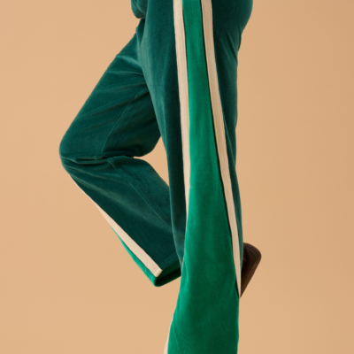 Araminta James Velour Splice Trackpant Storm Green - Image 2