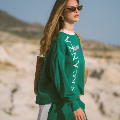 Araminta James Vacanza Long Sleeve Tee Sea Green - Image 1