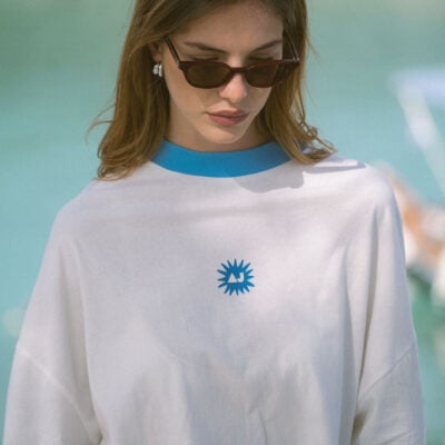 Araminta James Frutti Oversized Long Sleeve Tee Snow - Image 1