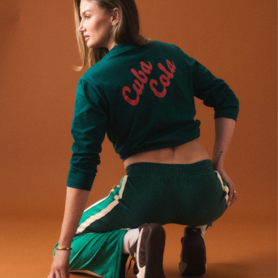 Araminta James Cuba Cola Long Sleeve Top Storm Green - Image 2
