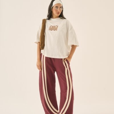 Araminta James Barrel Trackpant Burgundy - Image 1