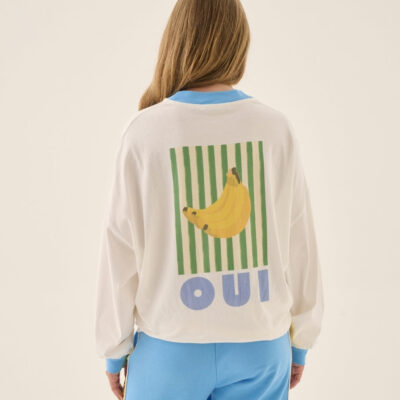 Araminta James Bananas Oversized Long Sleeve Tee Snow - Image 2