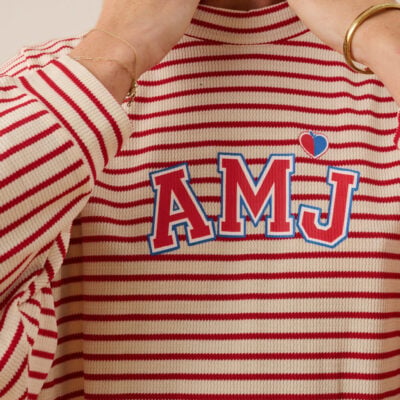 Araminta James AMJ Waffle Long Sleeve Top Red Alert - Image 2