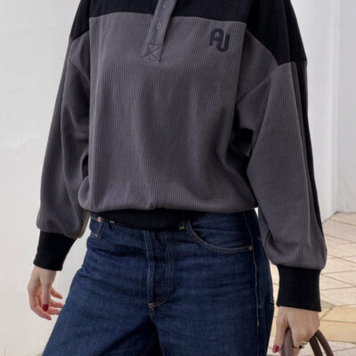 Araminta James AJ Vintage Knit Sweatshirt Washed Black - Image 2