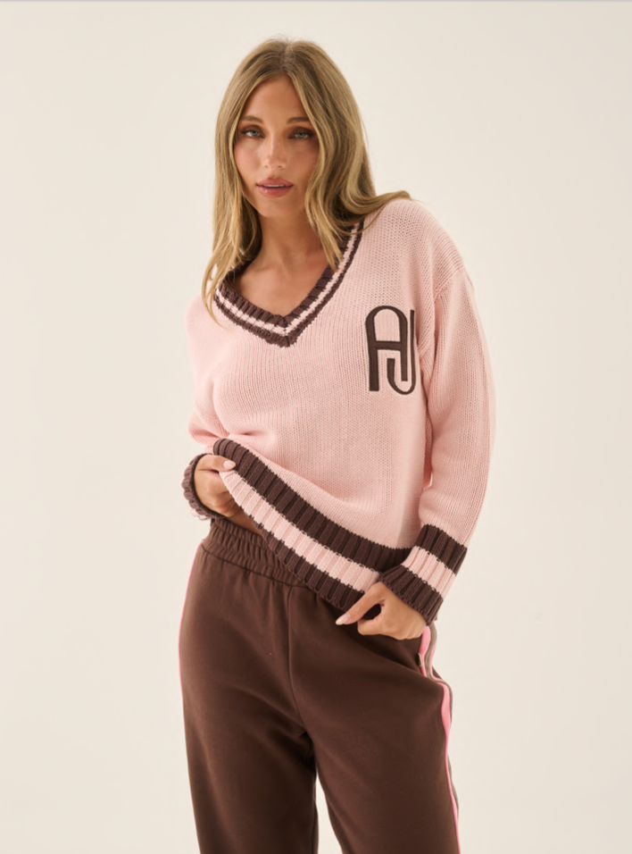 MNARJ170826013223042_2 Araminta James AJ V Neck Knit Sweater Dusty Rose - Image 2