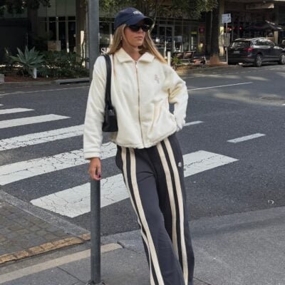 Araminta James AJ Logo Stripe Trackpant Washed Black - Image 1
