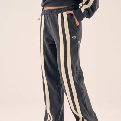 Araminta James AJ Logo Stripe Trackpant Washed Black - Image 2
