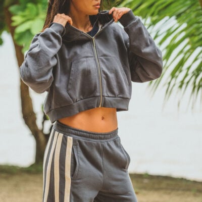 Araminta James Zip Hoodie Washed Black - Image 2