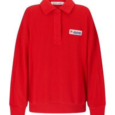 Araminta James Tiva Waffle Sweatshirt Apple Red - Image 1