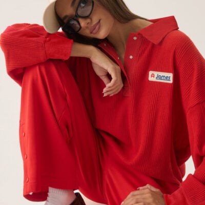 Araminta James Tiva Waffle Sweatshirt Apple Red - Image 2