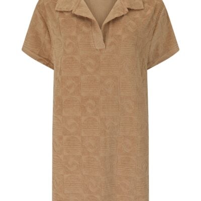 Araminta James Cruise Terry Polo Dress Tan - Image 1