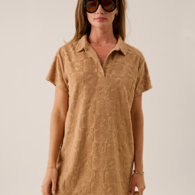 Araminta James Cruise Terry Polo Dress Tan - Image 2