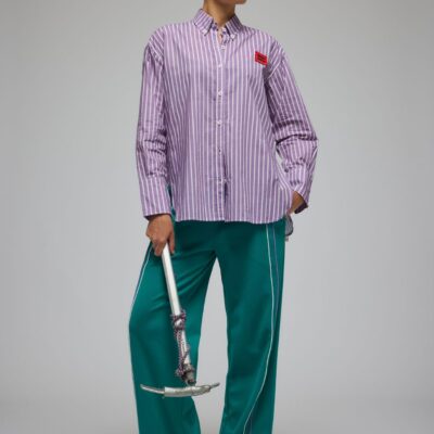 Araminta James Bisous Stripe Shirt Violet - Image 1