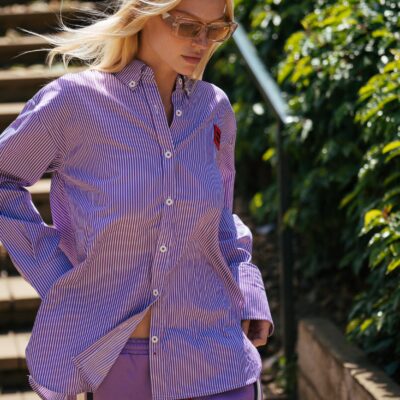 Araminta James Bisous Stripe Shirt Violet - Image 2