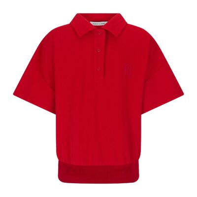 Araminta James AJ Waffle Short Sleeve Top Poppy Red - Image 1