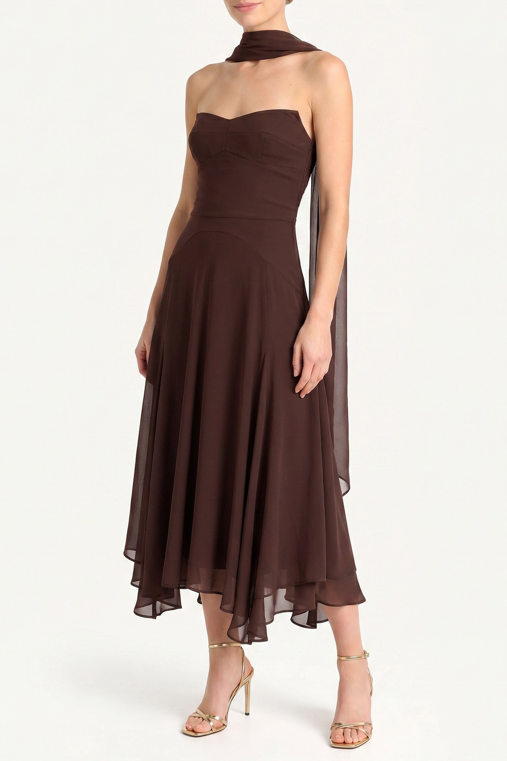 MNAUP140826070900035_2 Amanda Uprichard Monterey Dress With Scarf - Image 2