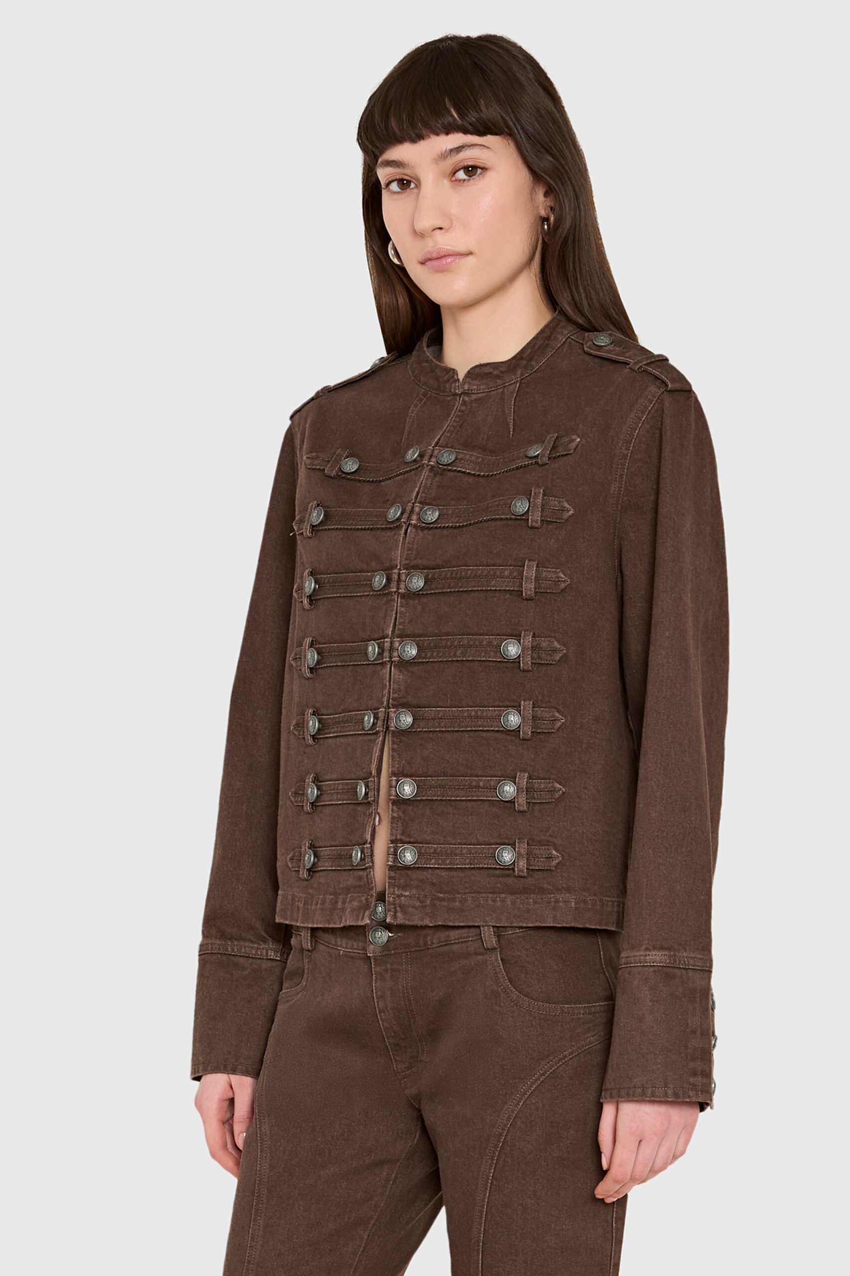 MNAUP140826070900096_2 Amanda Uprichard Emma Jacket in Brown Denim - Image 2