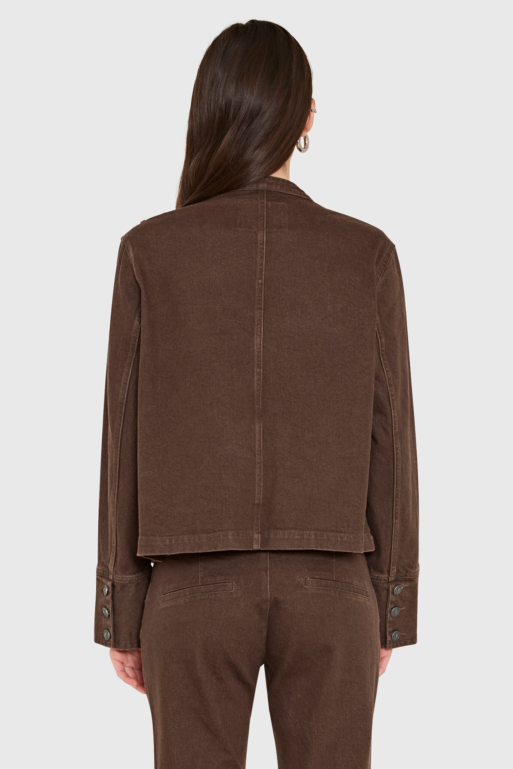 MNAUP140826070900096_3 Amanda Uprichard Emma Jacket in Brown Denim - Image 3