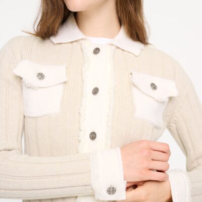 Barrie Denim Jacket in Ribbed Knit - Image 2