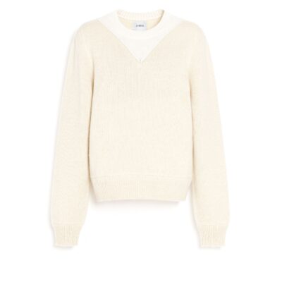 Barrie Cashmere Round-neck Sweater With Topstitched Detail - Image 1