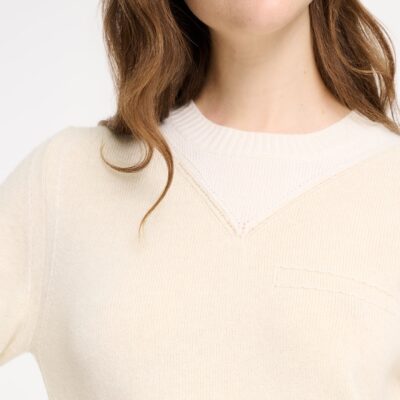 Barrie Cashmere Round-neck Sweater With Topstitched Detail - Image 2